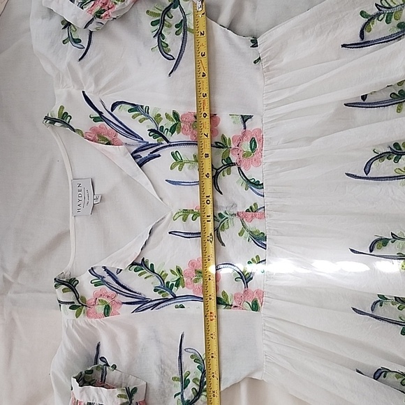 Hayden COTTAGECORE 100% Cotton Floral Embroidered White Dress, Small - Picture 10 of 11